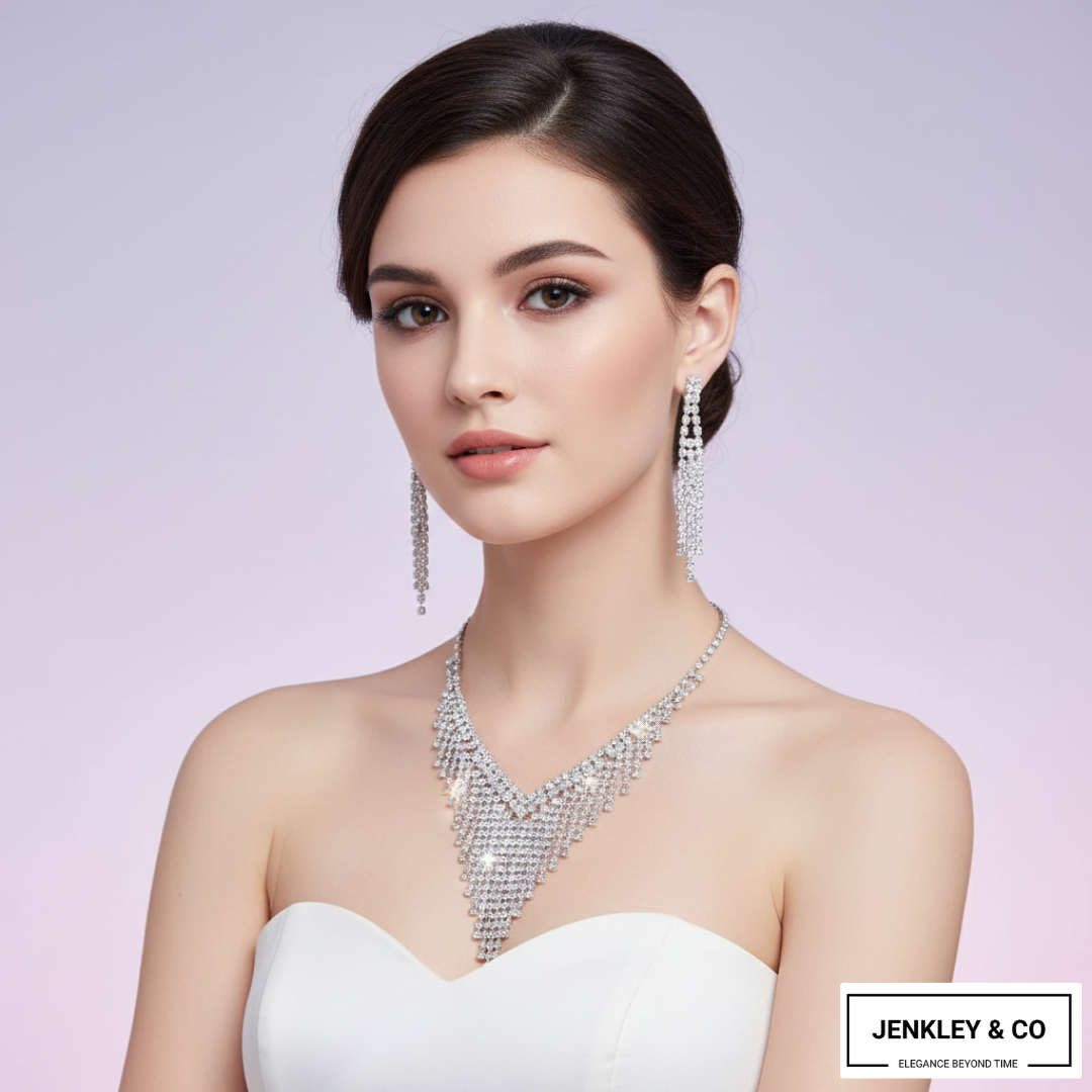 Celebrity Edition: Diamond Affair Necklace Set – Wedding & Party Look ✨