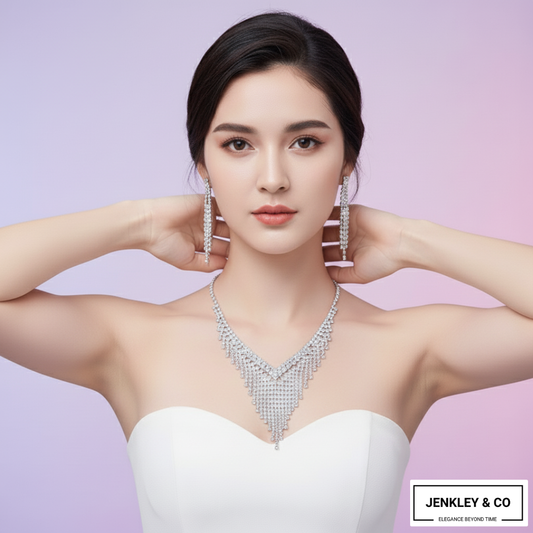 Celebrity Edition: Diamond Affair Necklace Set – Wedding & Party Look ✨