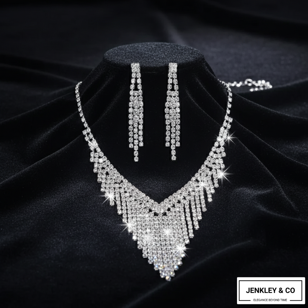 Celebrity Edition: Diamond Affair Necklace Set – Wedding & Party Look ✨