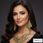 Celebrity Edition : Vintage Gold Plated Disco Mesh Necklace Set (Free Earrings Included)