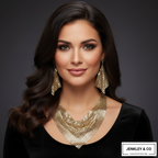 Celebrity Edition : Vintage Gold Plated Disco Mesh Necklace Set (Free Earrings Included)