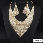 Celebrity Edition : Vintage Gold Plated Disco Mesh Necklace Set (Free Earrings Included)