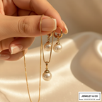 Statement Pearl Pendant & Earrings Set – Gold Plated Jewellery💫