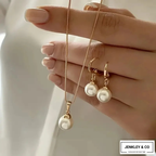 Statement Pearl Pendant & Earrings Set – Gold Plated Jewellery💫