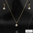 Statement Pearl Pendant & Earrings Set – Gold Plated Jewellery💫