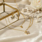 ✨ Trendy Double Butterfly Alloy Plating Rhinestones Necklace Set With Earrings Jenkley & Co