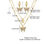✨ Trendy Double Butterfly Alloy Plating Rhinestones Necklace Set With Earrings Jenkley & Co