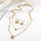 ✨ Trendy Double Butterfly Alloy Plating Rhinestones Necklace Set With Earrings Jenkley & Co